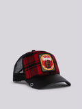 REPLAY CAP WITH BILL IN CHECKED WOOL WITH BEAR PATCH
