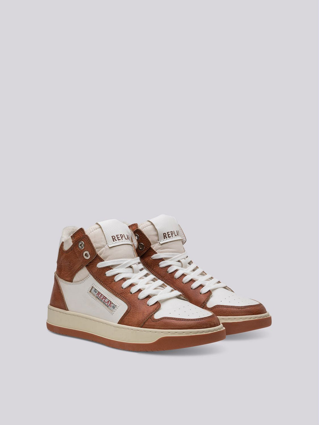 REPLAY RELOAD BICOLOUR MID-CUT SNEAKERS IN LEATHER