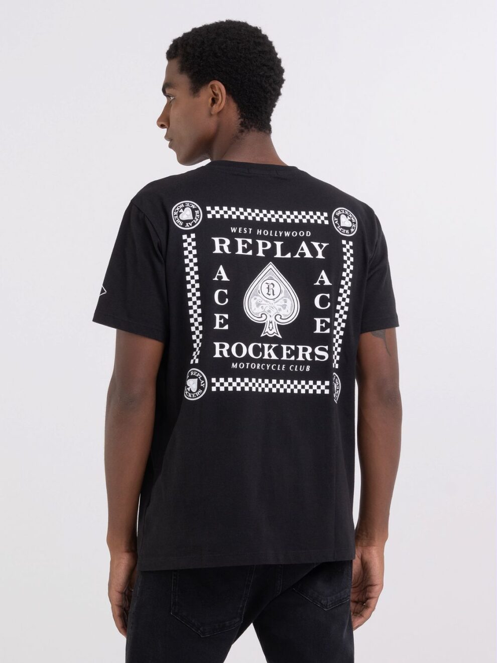 REPLAY T-SHIRT WITH MOTORCYCLE CLUB PRINT