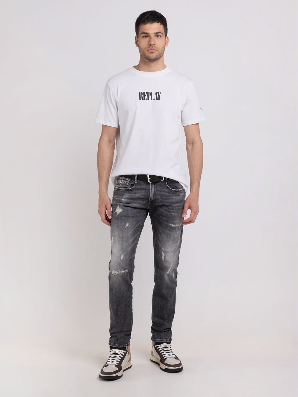 REPLAY T-SHIRT IN OPEN END JERSEY WITH PRINT