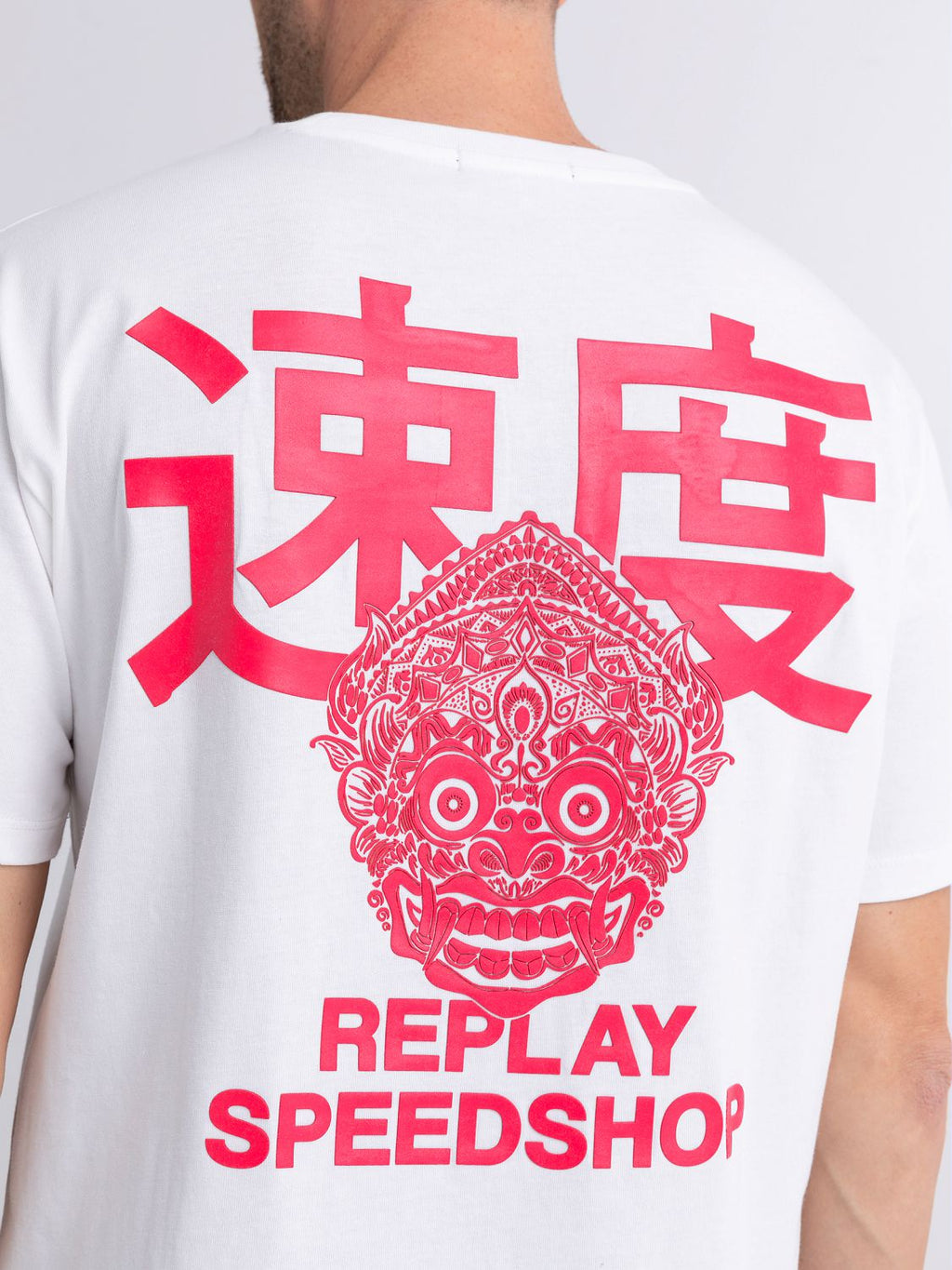 REPLAY T-SHIRT IN JERSEY WITH SPEED SHOP PRINT