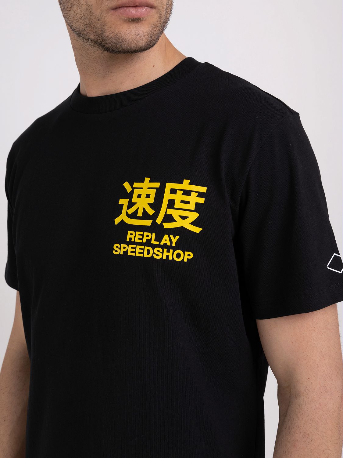 REPLAY T-SHIRT IN JERSEY WITH SPEED SHOP PRINT