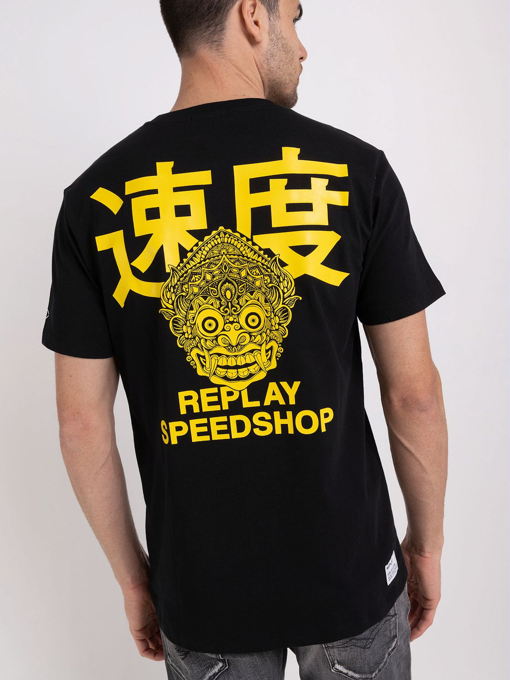 REPLAY T-SHIRT IN JERSEY WITH SPEED SHOP PRINT