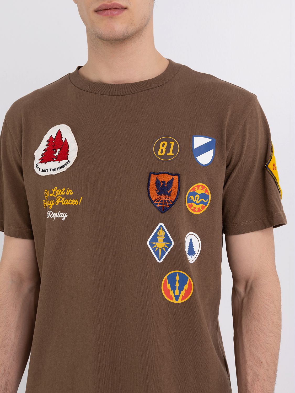REPLAY T-SHIRT IN JERSEY WITH PATCH