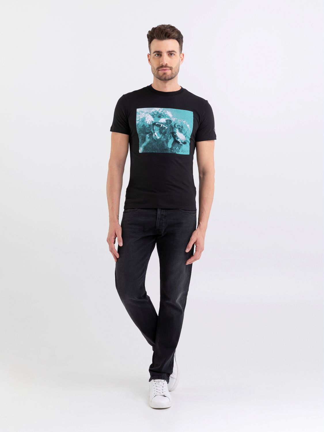 REPLAY JERSEY T-SHIRT WITH PRINT