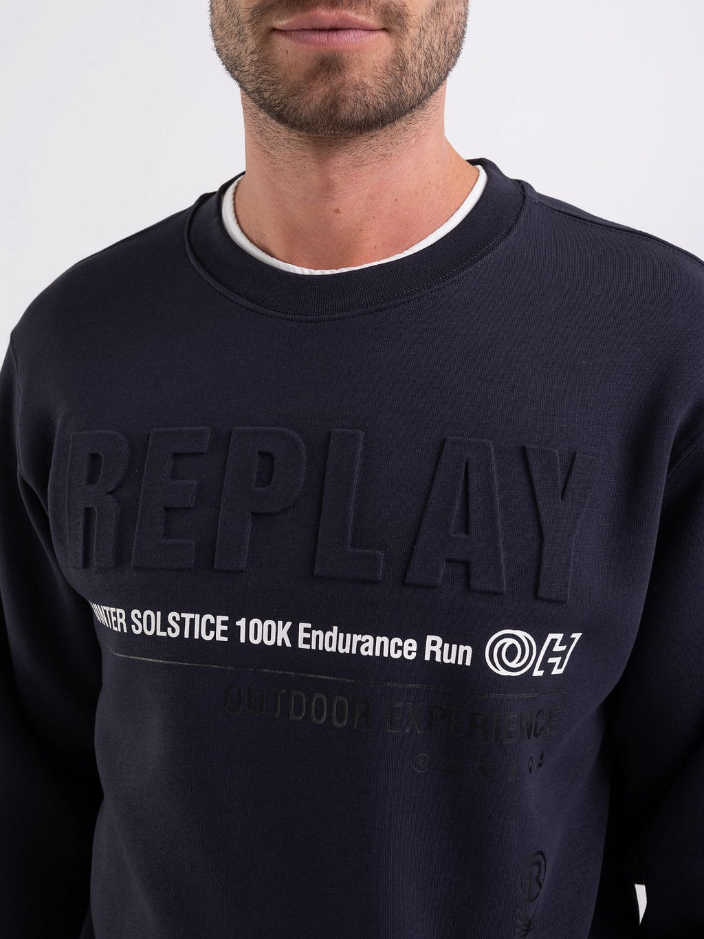 REPLAY CREWNECK SWEATSHIRT WITH OUTDOOR PRINT
