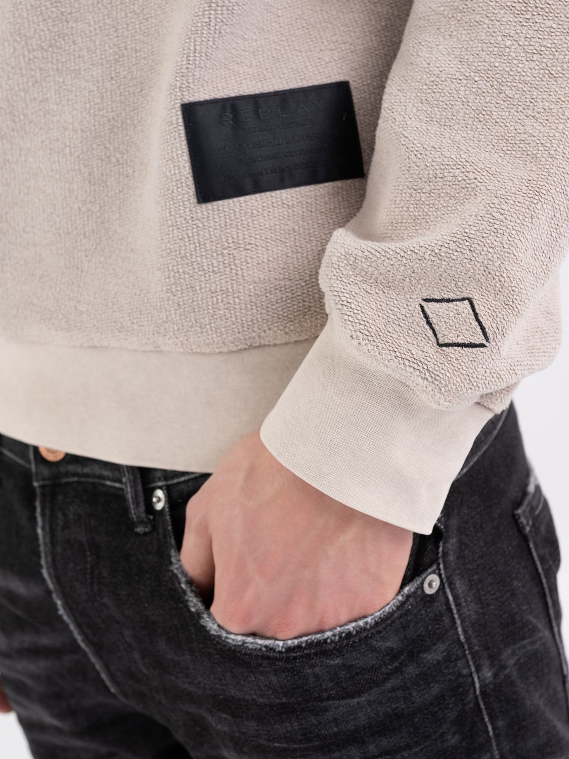 REPLAY CREWNECK SWEATSHIRT IN BRUSHED COTTON