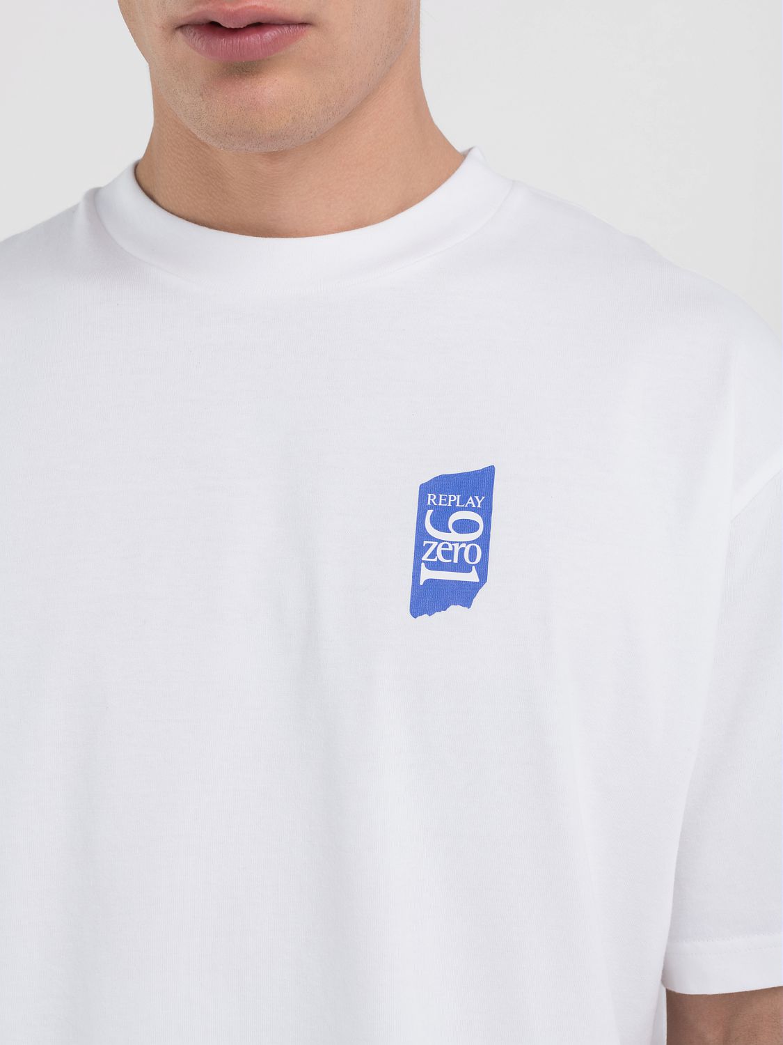 REPLAY GENDERLESS CREW-NECK T-SHIRT WITH 9ZERO1 LOGO