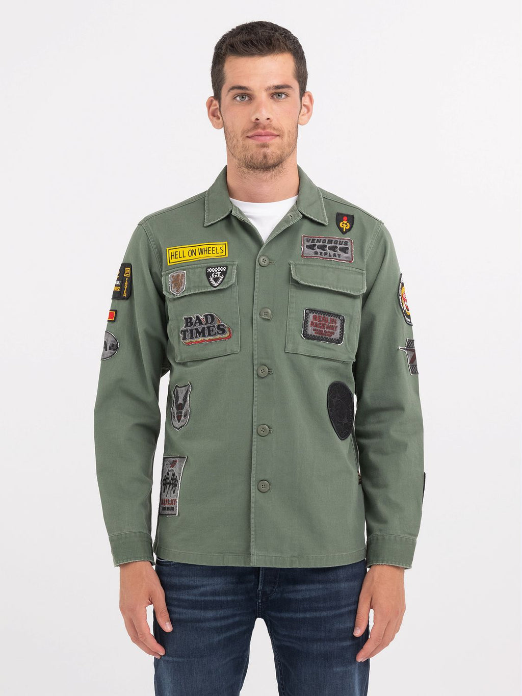 REPLAY OVERSHIRT WITH RACER PATCHES