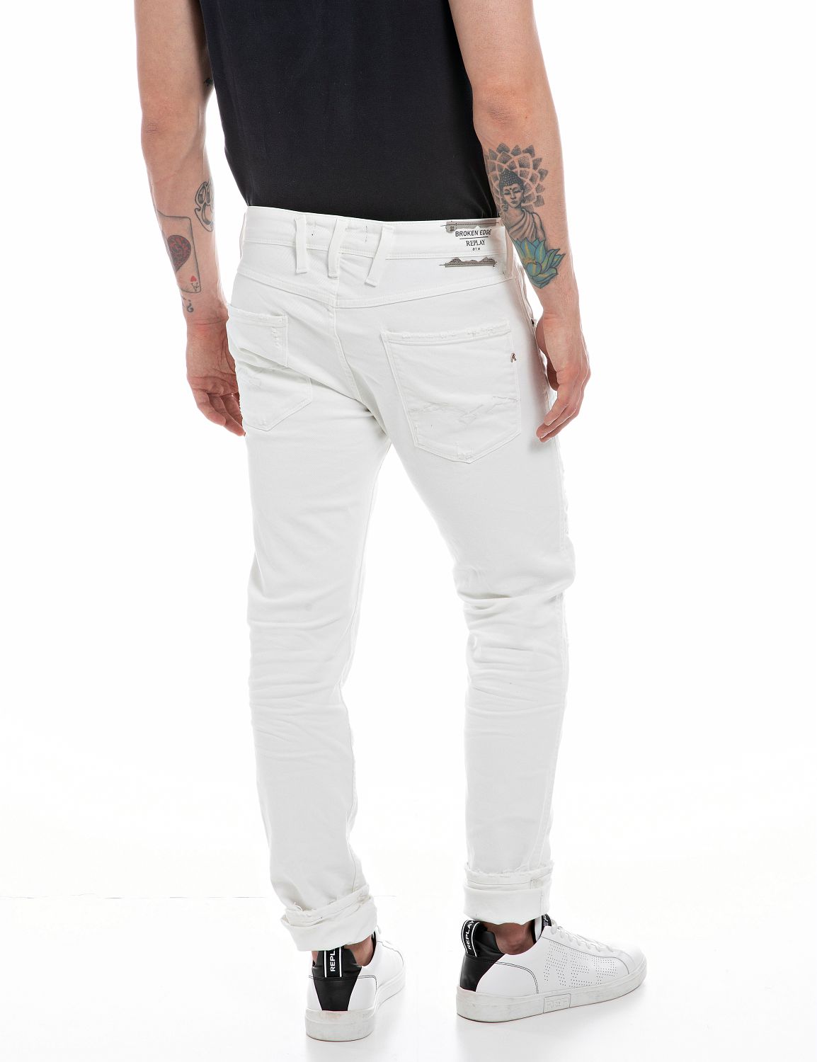 Replay men’s Broken Edge slim fit Anbass jeans