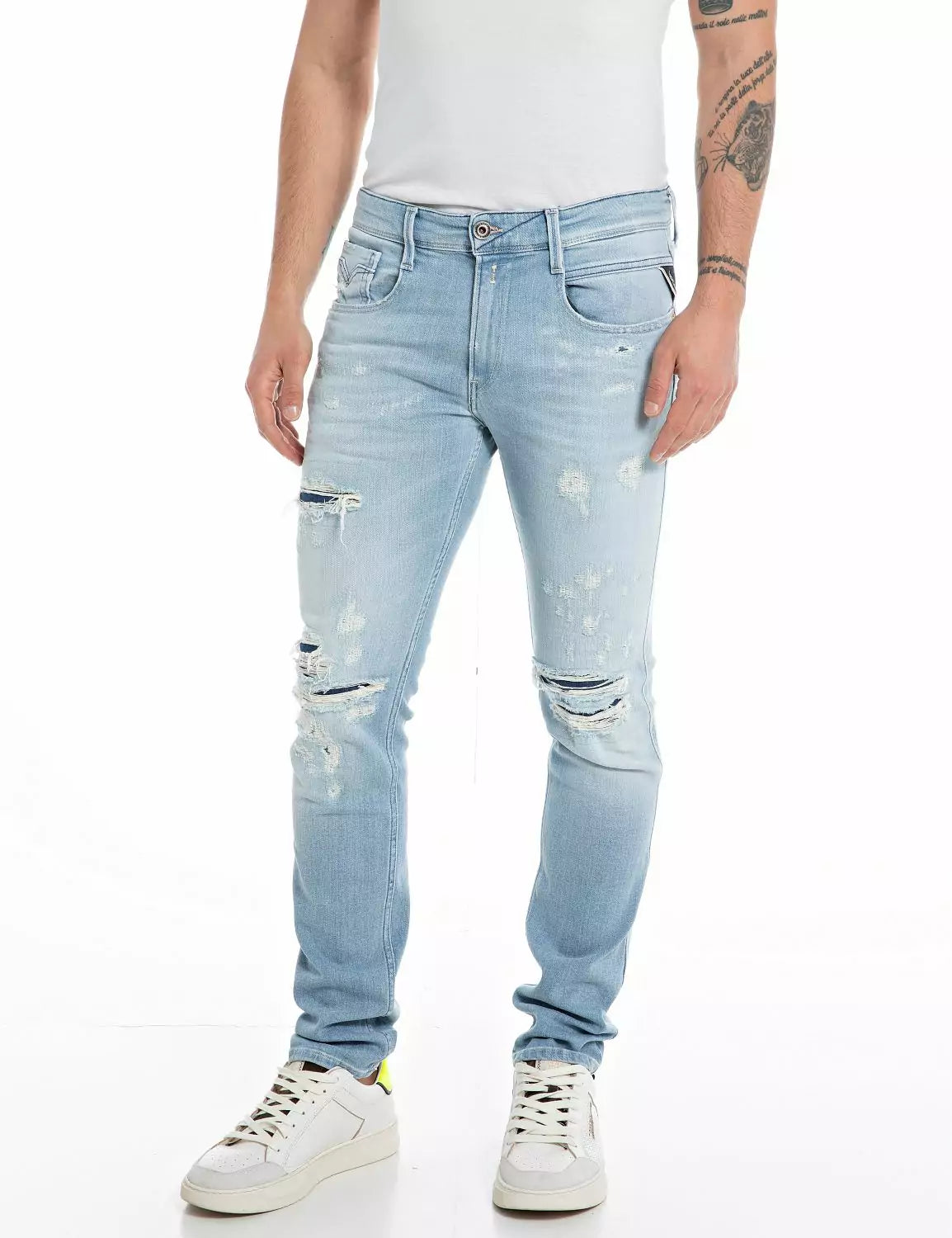Replay men’s Aged Eco 20 Years Slim Fit Hypeflex Anbass Jean