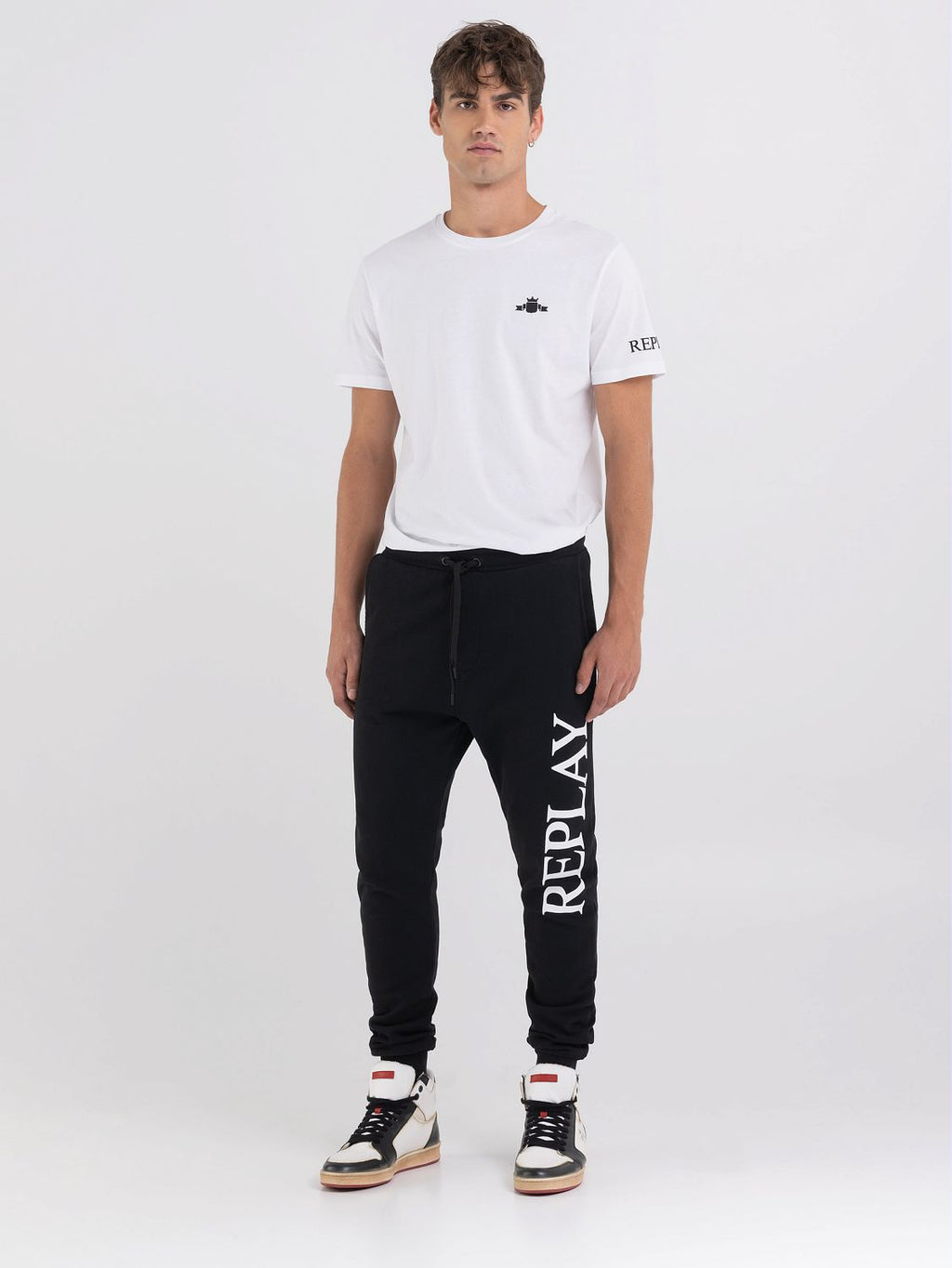 REPLAY FLEECE JOGGER TROUSERS WITH ARCHIVE LOGO