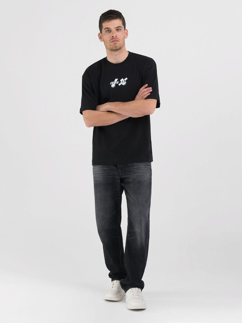 REPLAY CREW-NECK T-SHIRT WITH REPLAY X GARRIX LOGOS FRONT AND BACK