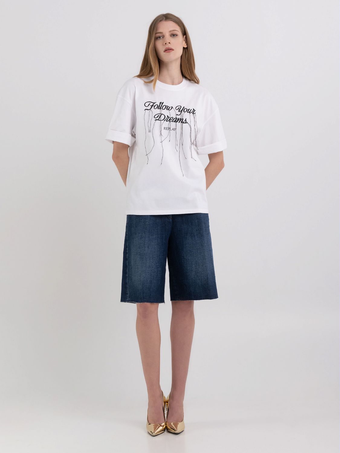 REPLAY OVERSIZED T-SHIRT IN JERSEY