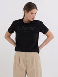 REPLAY CREWNECK T-SHIRT WITH GLITTER PRINT