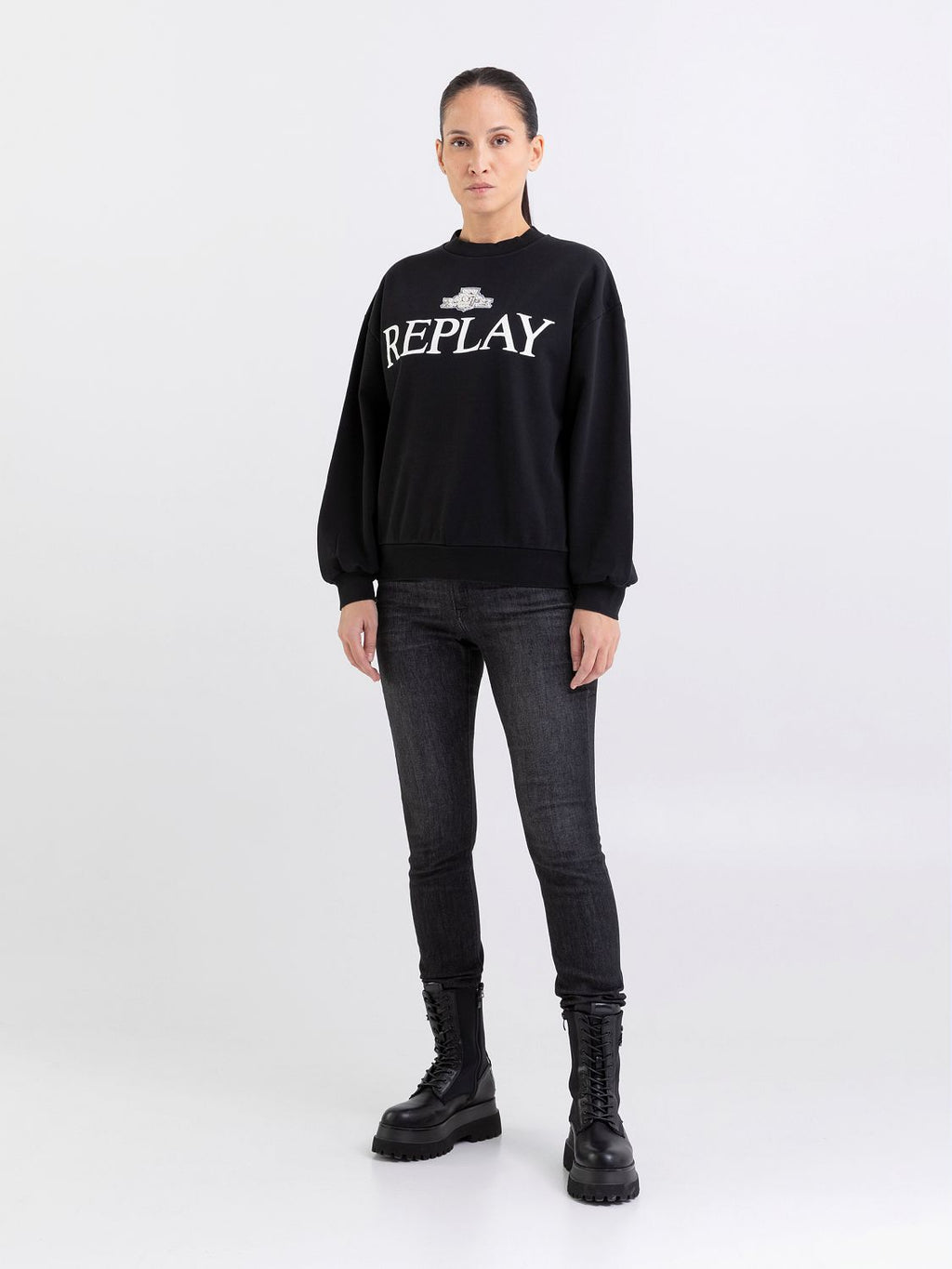REPLAY OVERSIZED SWEATSHIRT WITH REPLAY LOGO