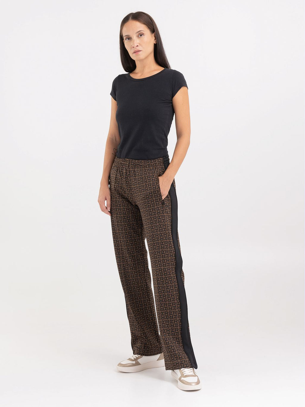 REPLAY ALL OVER LOGO TECH FLEECE TRACK PANTS